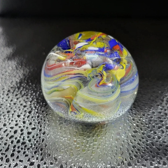 Art Glass Paperweight Floral Fountain Firework Swirl Bubble Multicolored 3 Inch - Picture 2 of 3
